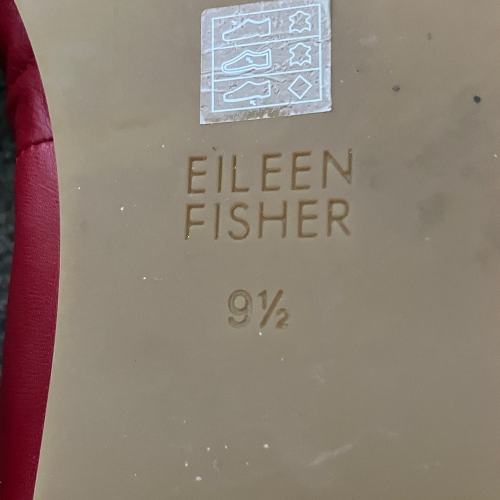 Eileen Fisher Notion Nappa Leather Red Flats - Picture 3 of 7
